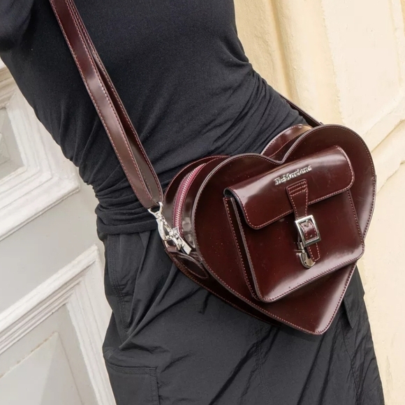 Dr. Martens, Vegan, Heart Shaped Bag / Backpack (Color Cherry Red Arcadia) - Picture 6 of 9